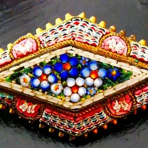 Vintage Pietra Dura Micro Brooch Italy